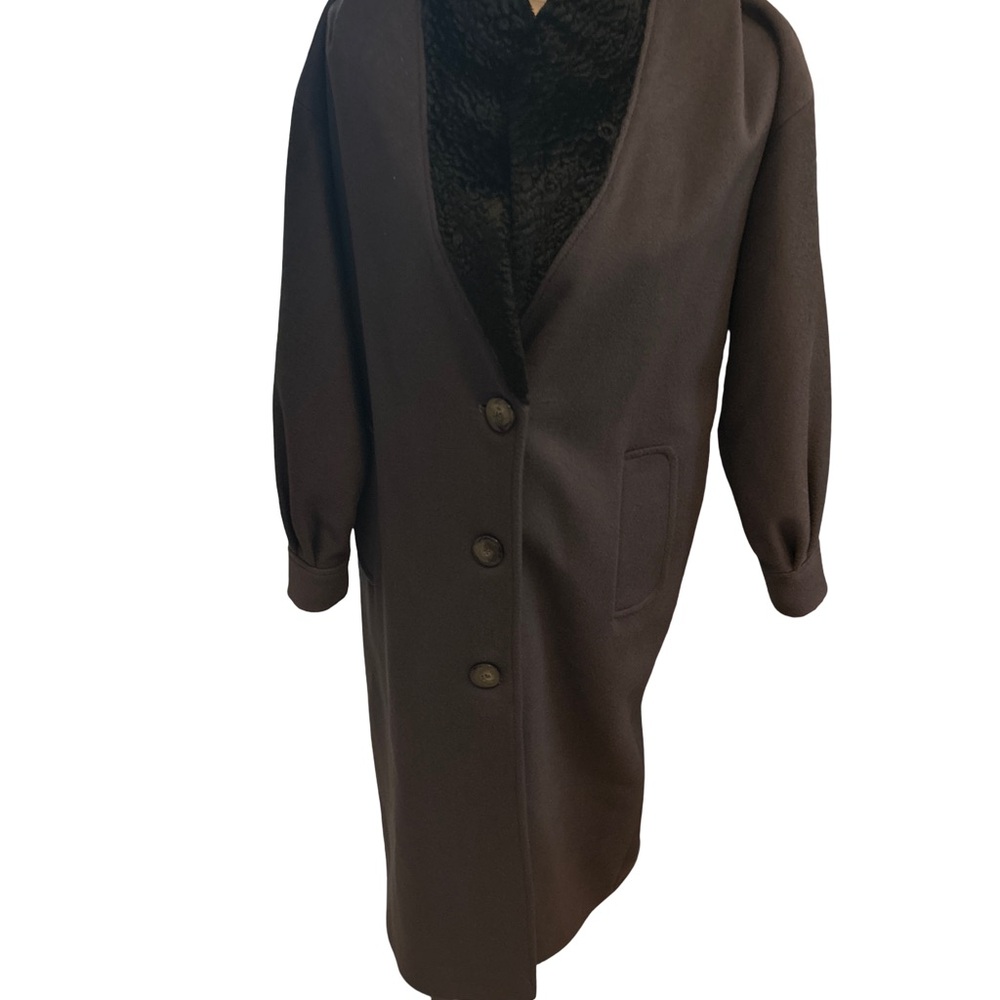 VTG 90s Y2K Portraits Petite Black 100% Wool Coat | Made in USA | Minimalist - Picture 10 of 13